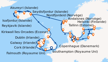 Itinéraire de la croisière Copenhague (Danemark), Aarhus (Danemark), War...