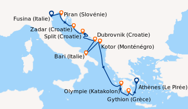 Itinéraire de la croisière Fusina (Italie), Koper (Slovénie), Zadar (Cro...