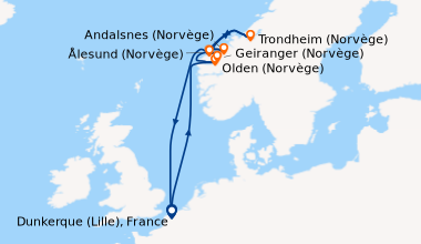 Itinéraire de la croisière Joyaux de la Norvège