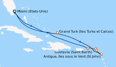 Itinéraire de la croisière Miami (Etats-Unis), En mer, Grand Turk (îles ...