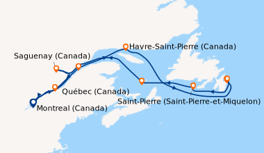 Itinéraire de la croisière Montreal (Canada), Saint-Laurent (fleuve/Cana...