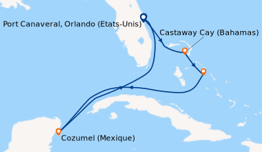 Itinéraire de la croisière Port Canaveral, Orlando (Etats-Unis), Castawa...