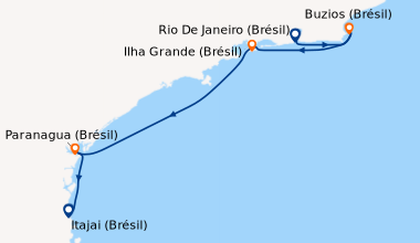 Itinéraire de la croisière Rio De Janeiro (Brésil), Buzios (Brésil), Ilh...