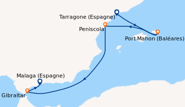 Itinéraire de la croisière Escapade ibérique