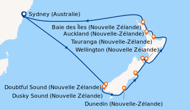 Itinéraire de la croisière Sydney (Australie), En mer, En mer, Milford S...