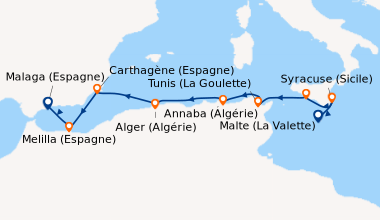 Itinéraire de la croisière La grande Bleue, au fil des civilisations