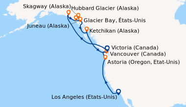 Itinéraire de la croisière Los Angeles (Etats-Unis), En mer, En mer, Ast...