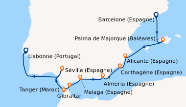 Itinéraire de la croisière Barcelone (Espagne), Palma de Majorque (Baléa...