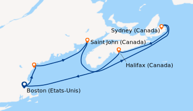 Itinéraire de la croisière Boston (Etats-Unis), En mer, Portland, Maine ...