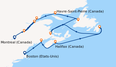 Itinéraire de la croisière Boston (Etats-Unis), Eastport, Maine (États-U...