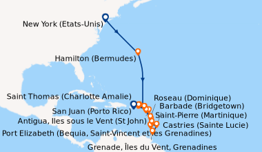 Itinéraire de la croisière New York (Etats-Unis), En mer, Bermudes (King...