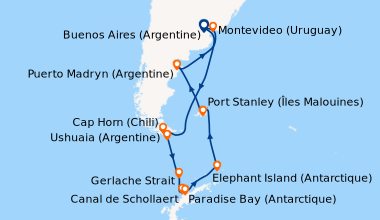 Itinéraire de la croisière Buenos Aires (Argentine), En mer, En mer, En ...