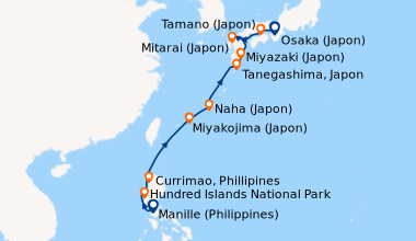 Itinéraire de la croisière Trésors philippins et sérénité nippone