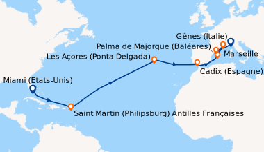 Itinéraire de la croisière Miami (Etats-Unis), En mer, En mer, Saint Mar...