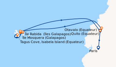 Itinéraire de la croisière Expédition aux Galapagos