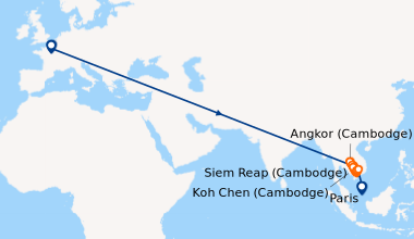 Itinéraire de la croisière Des temples d'Angkor au delta du Mékong, vivez des fêtes de fin d'années uniques et dépaysantes (1R3_REPPP)