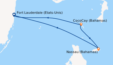 Itinéraire de la croisière Fort Lauderdale (Etats-Unis), En mer, Nassau ...