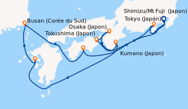 Itinéraire de la croisière Tokyo (Japon), Tokushima (Japon) , Osaka (Jap...
