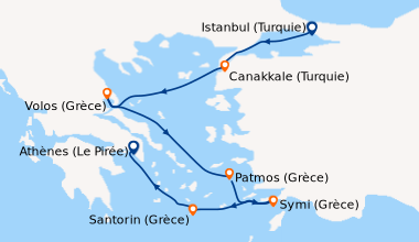 Itinéraire de la croisière Istanbul (Turquie), Canakkale (Turquie), Volo...