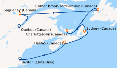 Itinéraire de la croisière Québec (Canada), Québec (Canada), Saguenay (C...