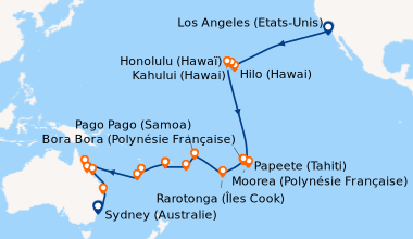 Itinéraire de la croisière Los Angeles (Etats-Unis), En mer, En mer, En ...