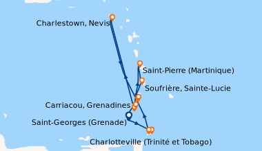Itinéraire de la croisière Saint-Georges (Grenade), Charlotteville (Trin...