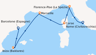 Itinéraire de la croisière Barcelone (Espagne), Ibiza (Baléares), En mer...