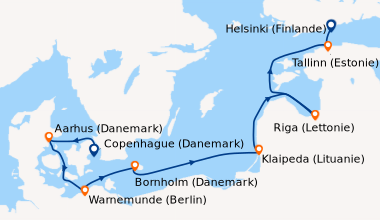 Itinéraire de la croisière Copenhague (Danemark), Aarhus (Danemark), War...