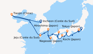 Itinéraire de la croisière Incheon (Corée du Sud), En mer, En mer, Jeju ...