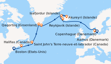 Itinéraire de la croisière Copenhague (Danemark), Aarhus (Danemark), En ...