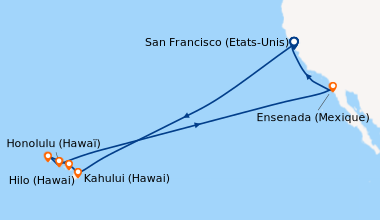 Itinéraire de la croisière San Francisco (Etats-Unis), En mer, En mer, E...