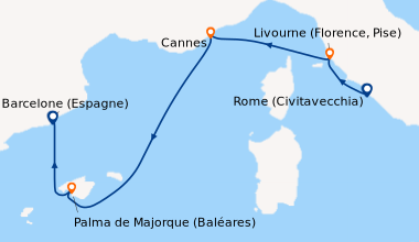 Itinéraire de la croisière Rome (Civitavecchia), Livourne (Florence, Pis...