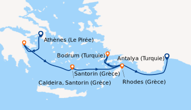 Itinéraire de la croisière Lumières d’Orient et îles de la mer Égée 