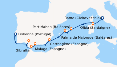 Itinéraire de la croisière Rome (Civitavecchia), Olbia (Sardaigne), Port...