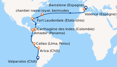 Itinéraire de la croisière Valparaíso (Chili), En mer, En mer, Arica (Ch...