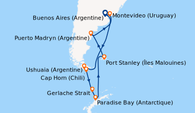 Carte de l'itinéraire de la croisière