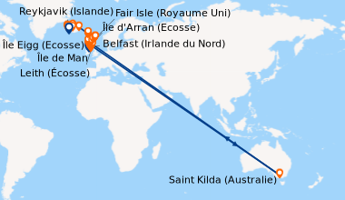 Itinéraire de la croisière Belfast (Irlande du Nord), Île de Man, Île de...