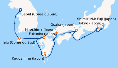 Itinéraire de la croisière Séoul (Corée du Sud), En mer, Jeju (Corée du ...