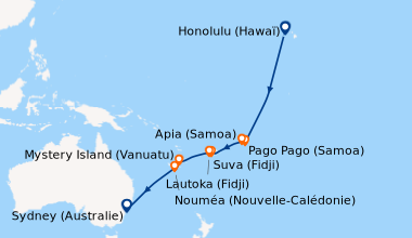Itinéraire de la croisière Grande Traversée du Pacifique