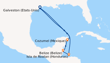 Itinéraire de la croisière Galveston (Etats-Unis), En mer, En mer, Isla ...