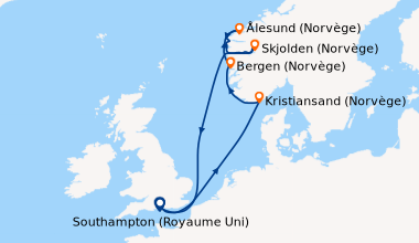 Itinéraire de la croisière Southampton (Royaume Uni), En mer, Kristiansa...
