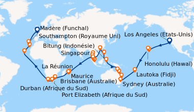 Itinéraire de la croisière Los Angeles (Etats-Unis), En mer, En mer, En ...