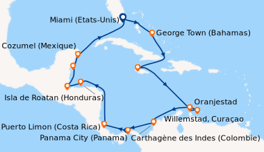 Itinéraire de la croisière Miami (Etats-Unis), En mer, George Town (Baha...