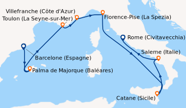 Itinéraire de la croisière Barcelone (Espagne), Palma de Majorque (Baléa...