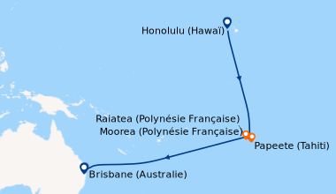 Itinéraire de la croisière Honolulu (Hawaï), En mer, En mer, En mer, En ...