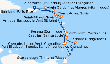 Itinéraire de la croisière San Juan (Porto Rico), Virgin Gorda (Iles Vie...