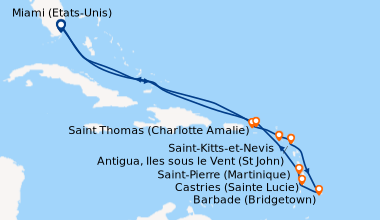 Itinéraire de la croisière Miami (Etats-Unis), En mer, En mer, Saint Tho...