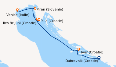 Itinéraire de la croisière La mer Adriatique avec le Ballet de l'Opéra national de Paris
