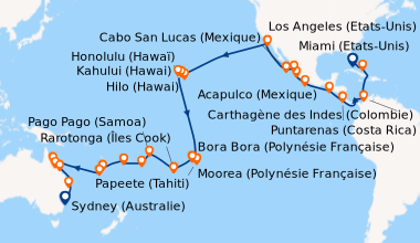 Itinéraire de la croisière Miami (Etats-Unis), En mer, George Town (Baha...