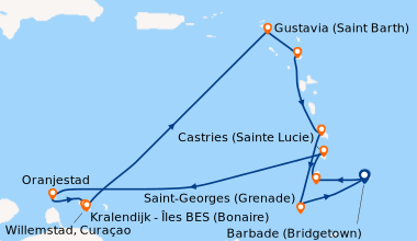 Itinéraire de la croisière Barbade (Bridgetown), Bequia (Saint-Vincent-e...